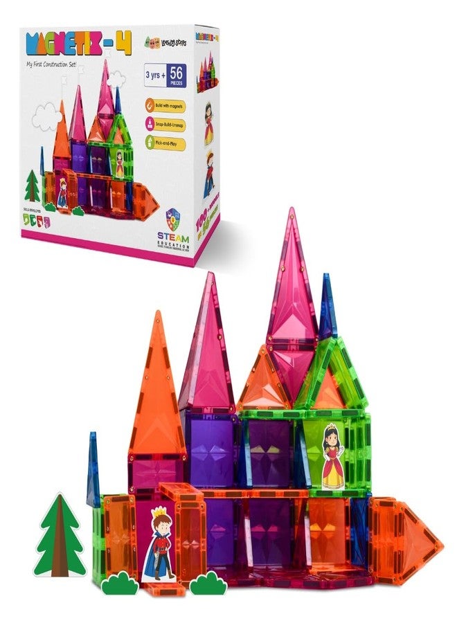 Zephyr Learning Steps - Magnetix-4, Child's First Construction Set, STEAM Educational Toy, Magnetic Construction Set, Magnetic Tiles, Magnetic Building Blocks for Boys and Girls Age 3+ - Pieces: 56 - Image 2